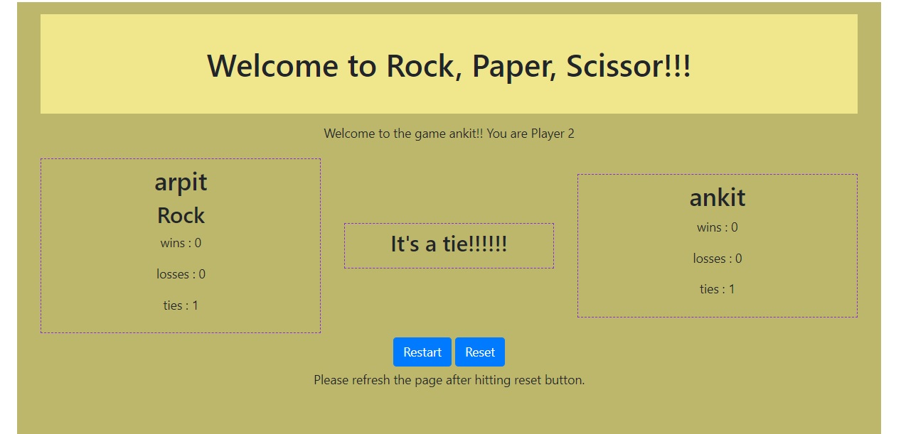 Rock paper scissor game